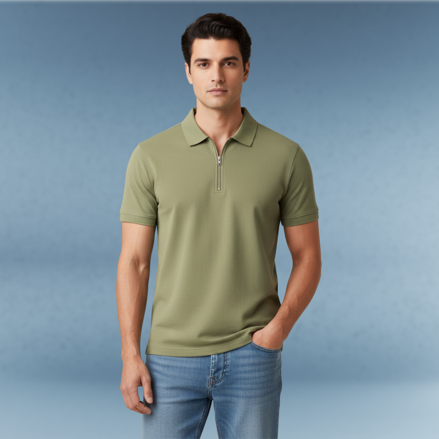 Pique Lycra – Half Zip Polo T-Shirt | 220 GSM Premium Matty-Lycra