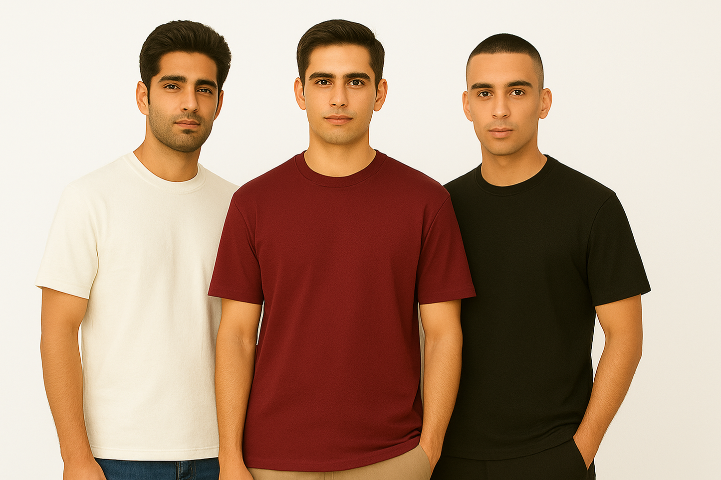 Pack of 3 – 240 GSM Heavy Cotton Oversized T-Shirts for Men | Thick, Durable, Premium Quality