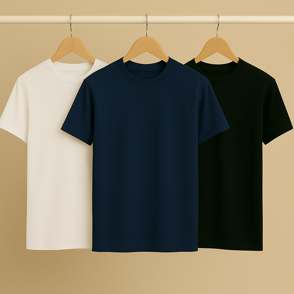Classic T-Shirt Combo – Pack of 3 | Soft Cotton, Solid Colors,Regular Fit, Casual Essentials