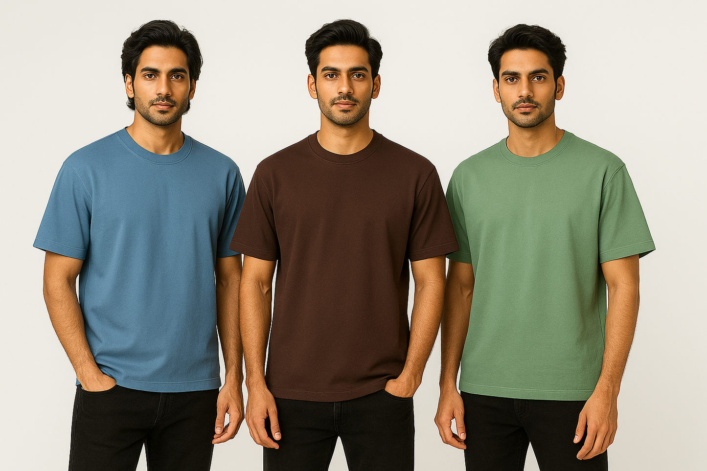 Pack of 3 Oversized T-Shirts – 210 GSM Pure Cotton Heavyweight T-Shirts | Soft, Breathable & Durable Daily Wear
