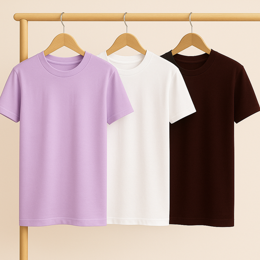 3 Regular Fit Plain Tees for Women – Premium 100% Cotton | Summer Essentials | Lightweight