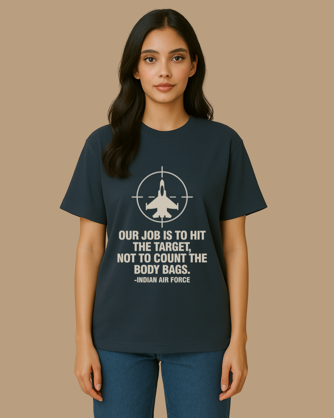 Navy Blue Oversized T-Shirt – Indian Air Force Graphic Tee (Unisex)