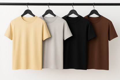Premium Cotton T-Shirts Combo (Pack of 4) – Ultra-Soft, Breathable, and Durable Everyday Wear