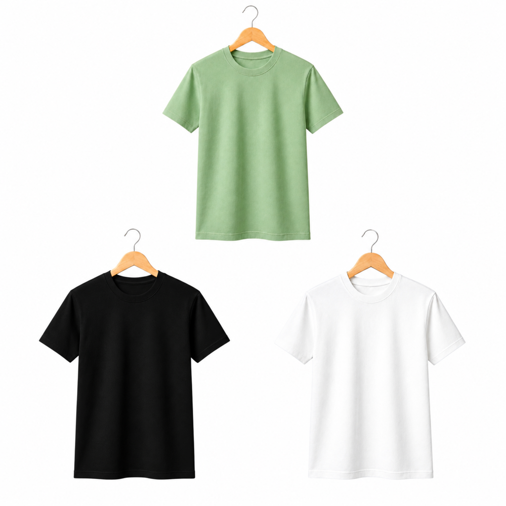 210 GSM Regular Fit T-Shirts | Pack of 3