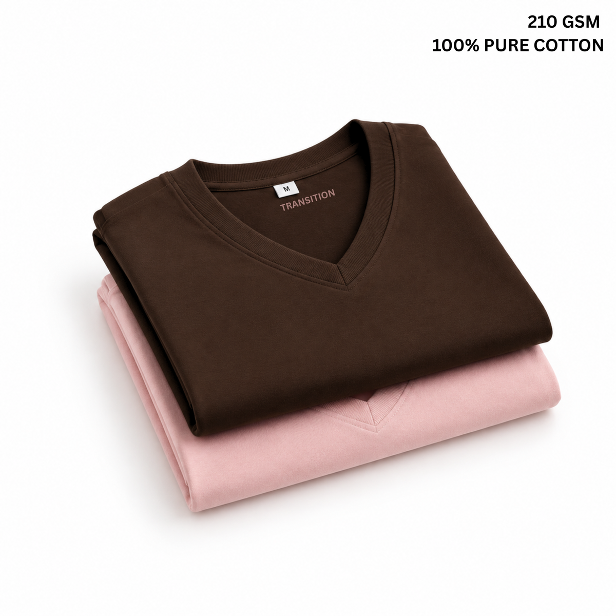 The Rosewood Duo | 100% Cotton V-Neck T-Shirts – Pack of 2