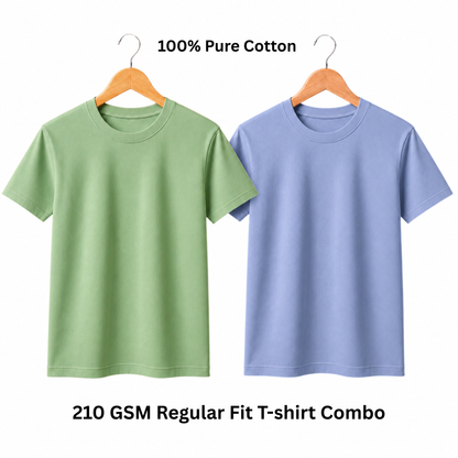 Premium 210 GSM Regular T-Shirt - Pure Cotton | Pack of 2