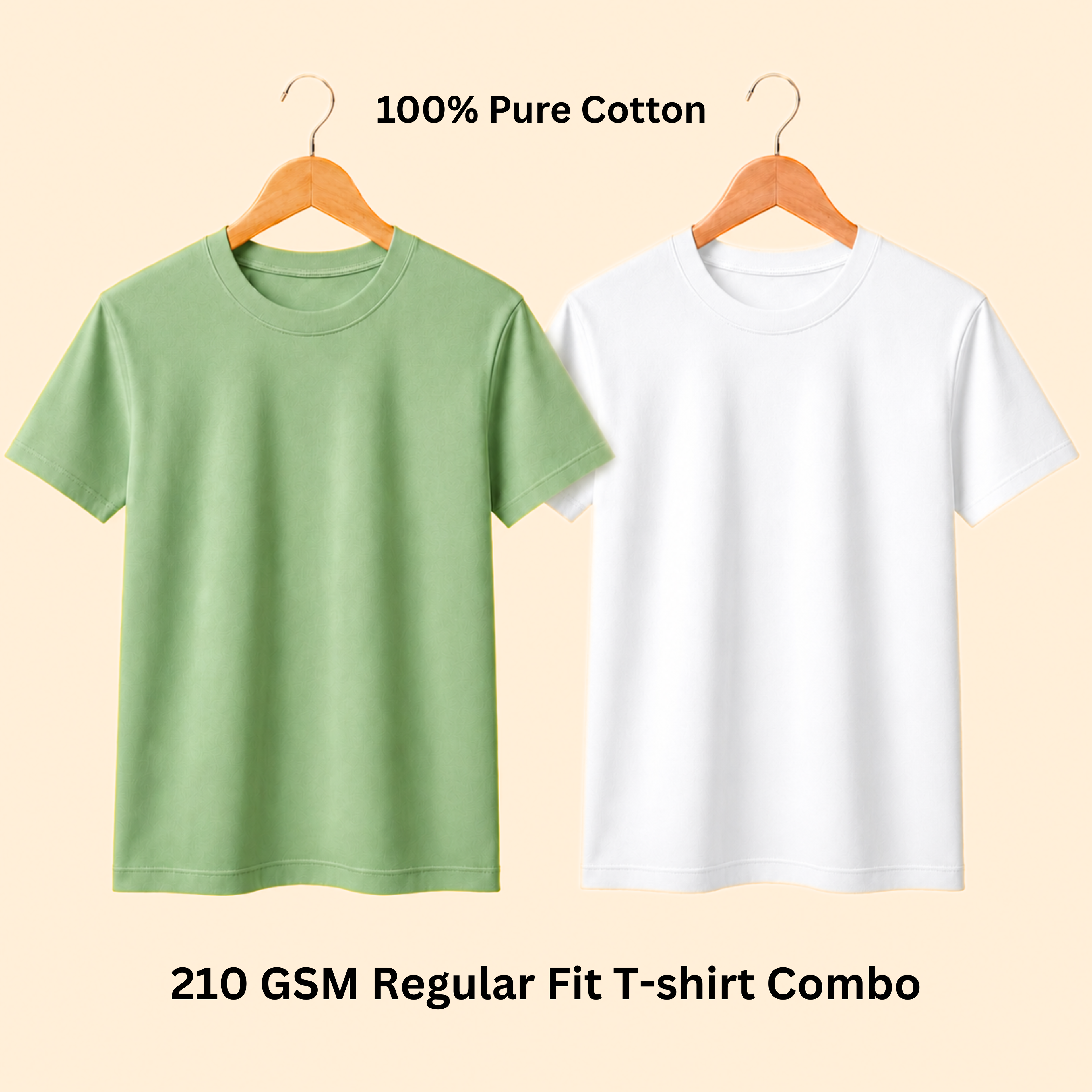 Premium 210 GSM Regular T-Shirt - Pure Cotton | Pack of 2