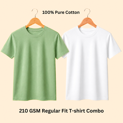 Premium 210 GSM Regular T-Shirt - Pure Cotton | Pack of 2