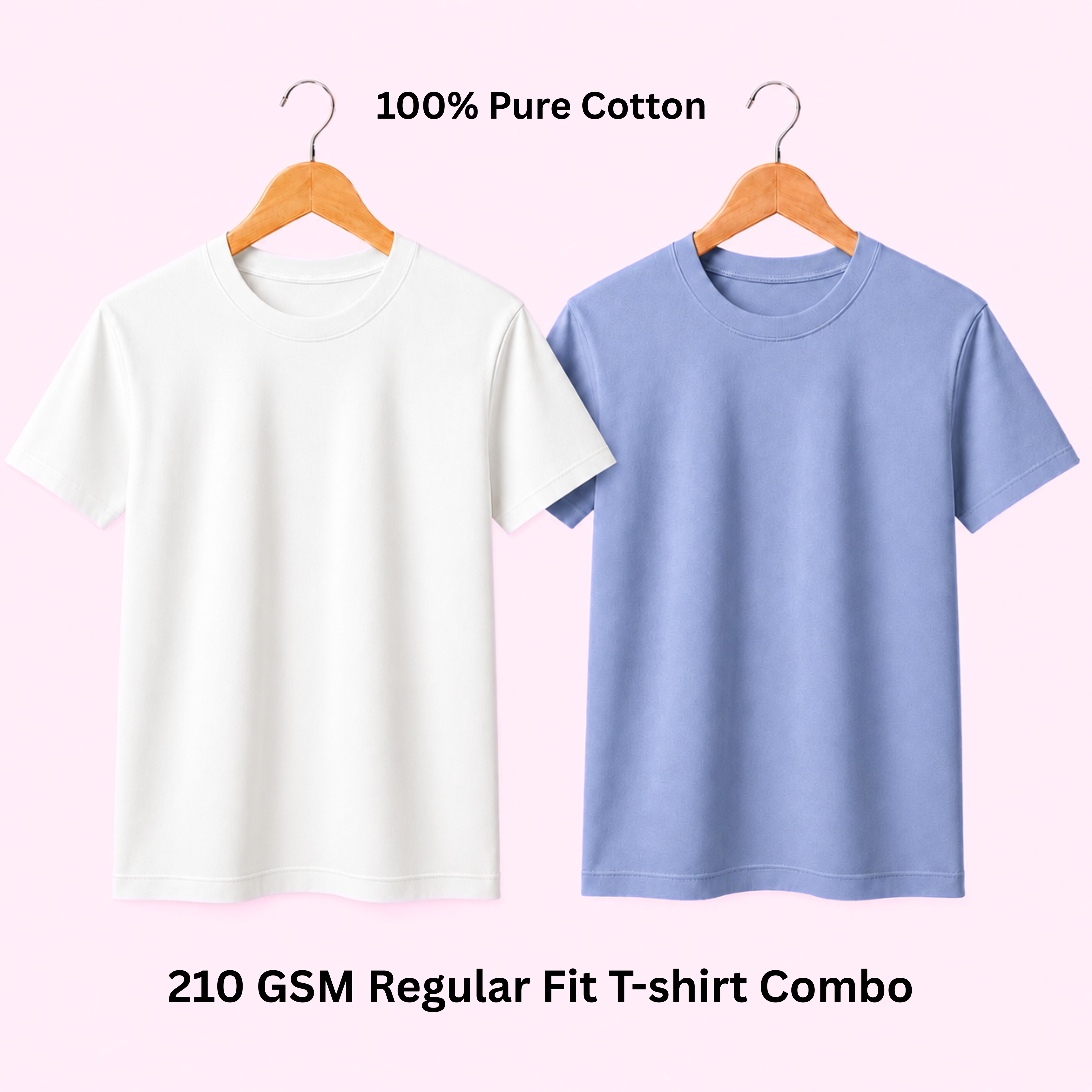 Premium 210 GSM Regular T-Shirt - Pure Cotton | Pack of 2
