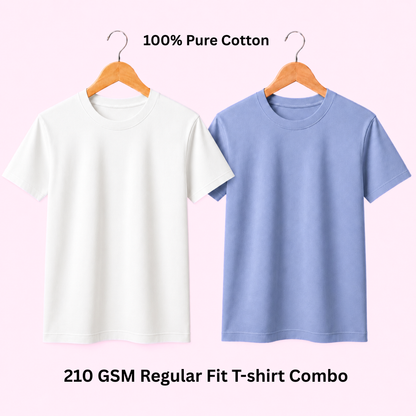 Premium 210 GSM Regular T-Shirt - Pure Cotton | Pack of 2