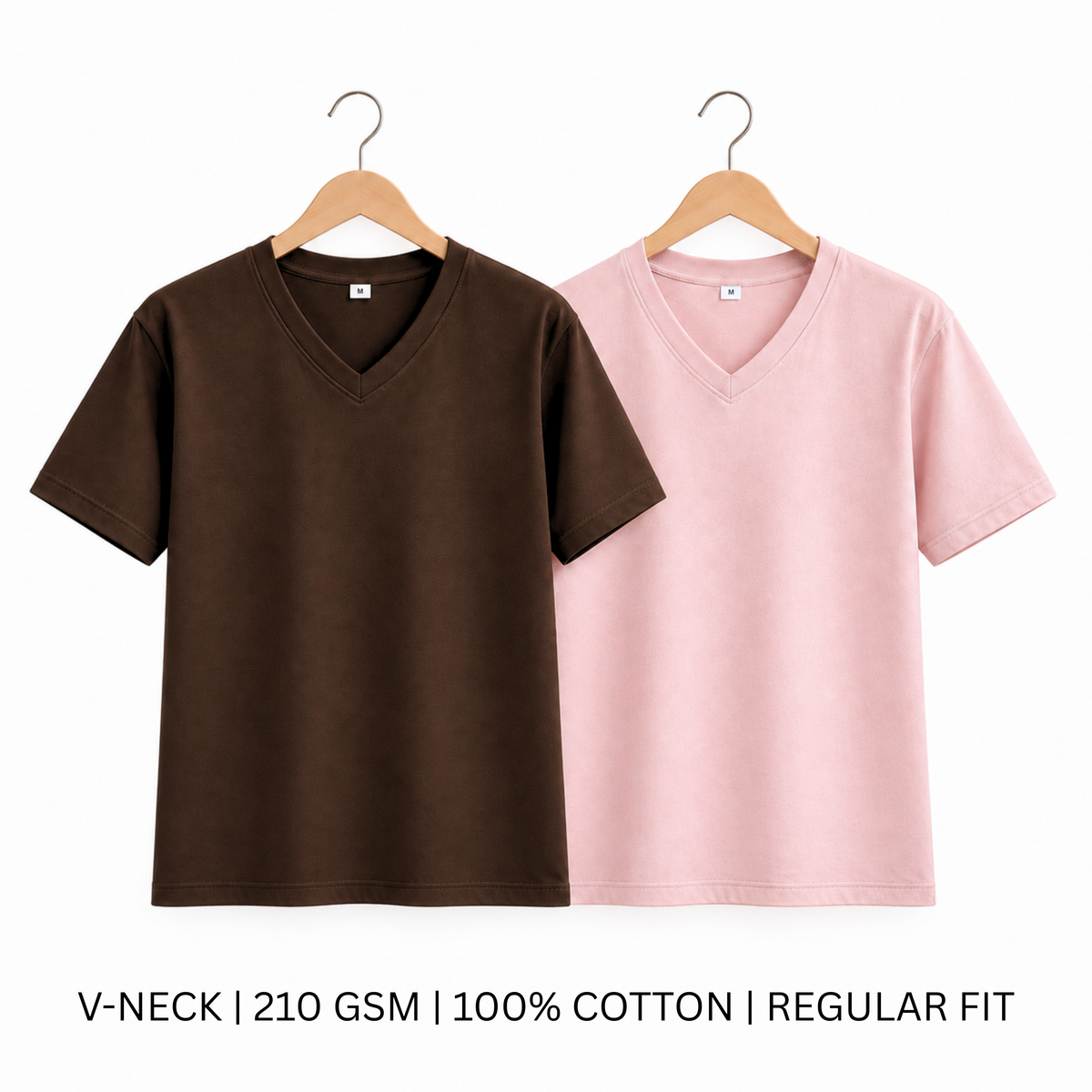 The Rosewood Duo | 100% Cotton V-Neck T-Shirts – Pack of 2