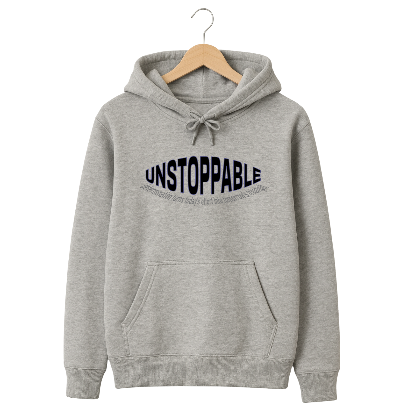 320 GSM Classic Fit Graphic Hoodie – Light Grey | Cotton Rich - Unstoppable