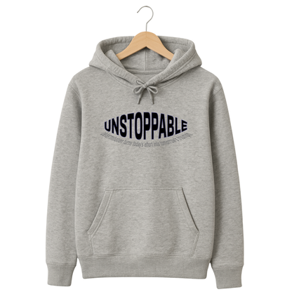 320 GSM Classic Fit Graphic Hoodie – Light Grey | Cotton Rich - Unstoppable