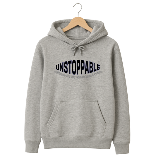 320 GSM Classic Fit Graphic Hoodie – Light Grey | Cotton Rich - Unstoppable