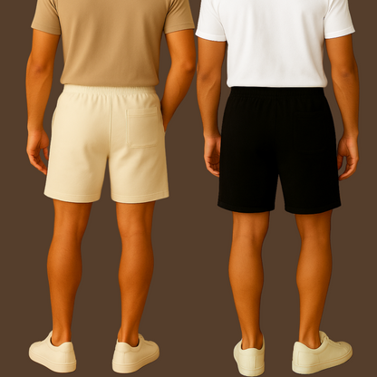 Premium 240 GSM Oversized Shorts – Supercombed Cotton, 2 Zippered Pockets, 1 Back Pocket (Pack of 2)