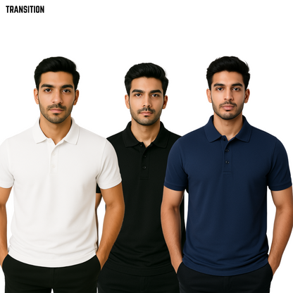 Pure Cotton Polo T-Shirt | 220GSM  | Pack of 3 | Super Combed | Red Label Fabric