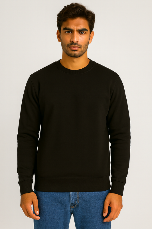 320 GSM Winter Sweatshirt – Soft, Durable Cotton Rich Fabric-Black