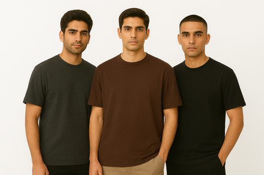 Pack of 3 – 240 GSM Heavy Cotton Oversized T-Shirts for Men | Thick, Durable, Premium Quality