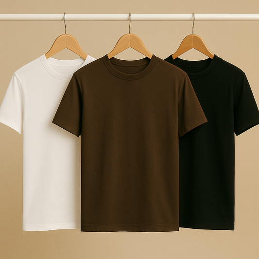 Classic T-Shirt Combo – Pack of 3 | Soft Cotton, Solid Colors,Regular Fit, Casual Essentials