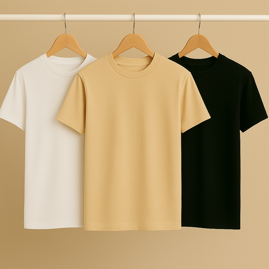 Classic T-Shirt Combo – Pack of 3 | Soft Cotton, Solid Colors,Regular Fit, Casual Essentials