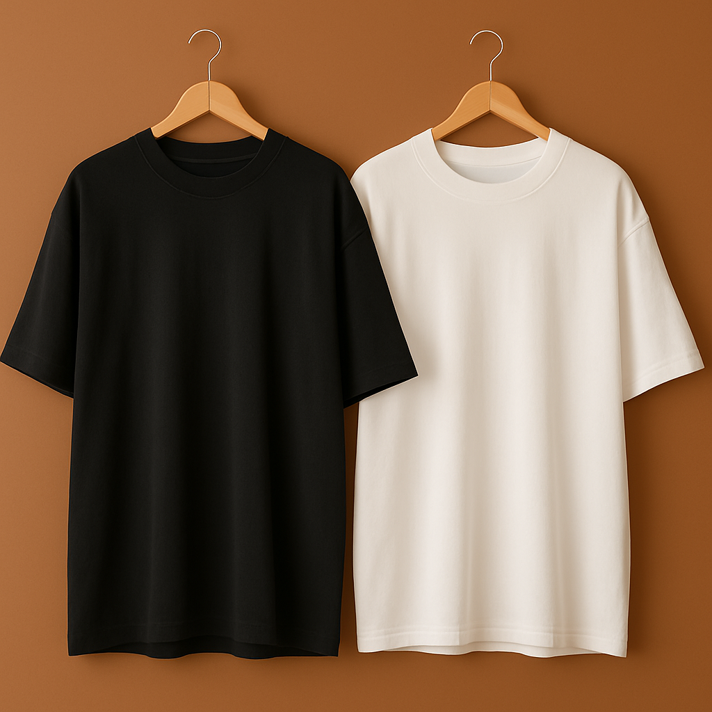 Pack of 2 Oversized T-Shirts – 100% Cotton | Supercombed & Breathable | 180 GSM | Lightweight