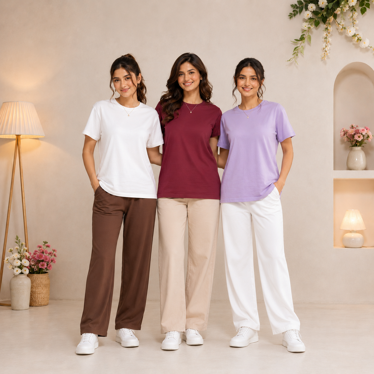 3 Regular Fit Plain Tees for Women – Premium 100% Cotton | Summer Essentials | Lightweight