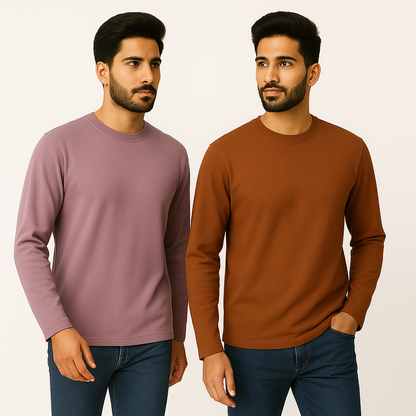 Premium 100% Cotton French Terry Full Sleeve 280 GSM T-Shirts – Pack of 2 | Oversized Fit