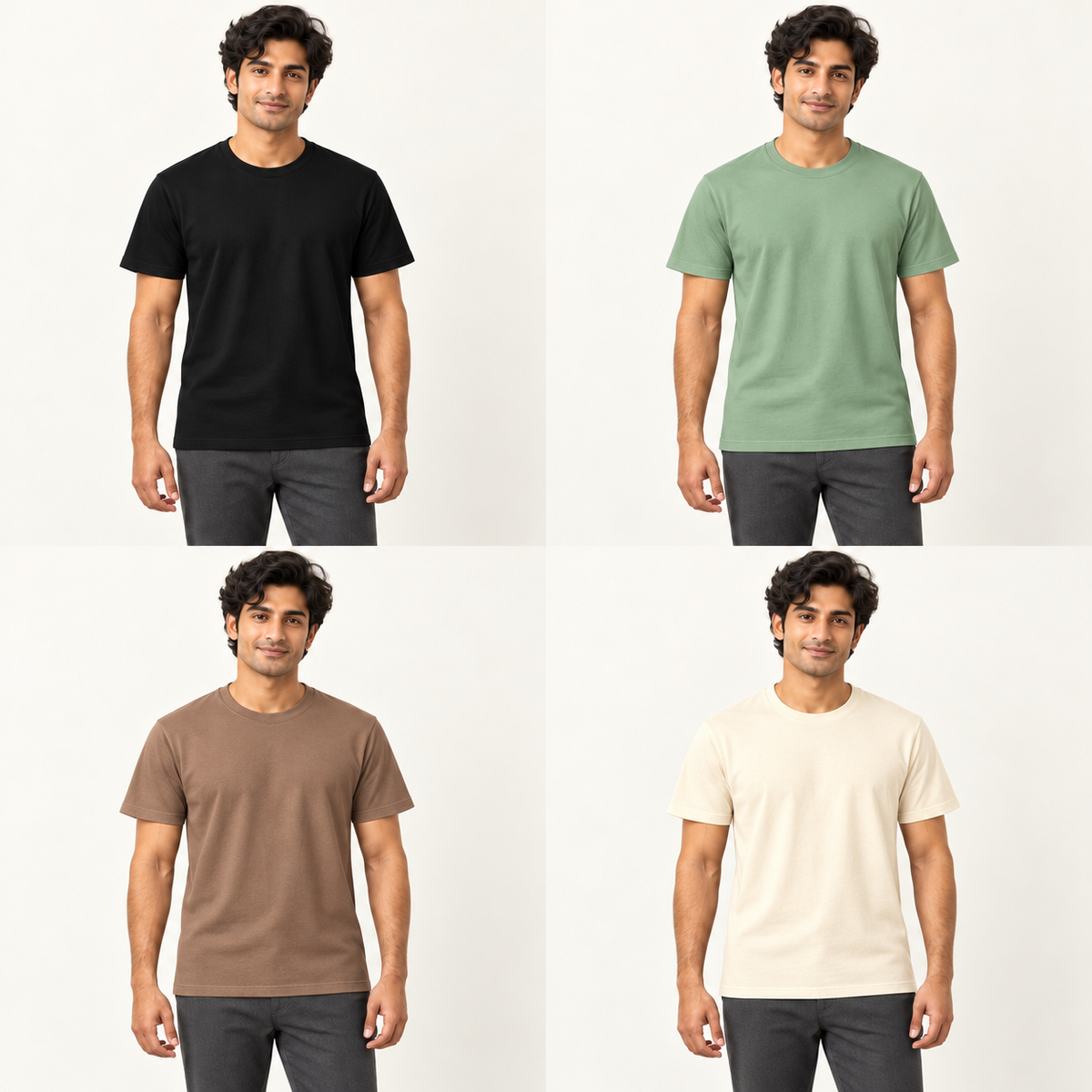 210 GSM Regular Fit T-Shirts | Pack of 4