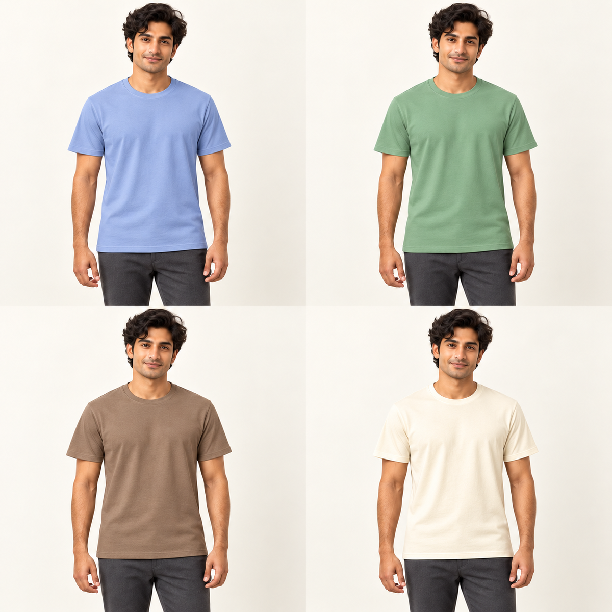 210 GSM Regular Fit T-Shirts | Pack of 4