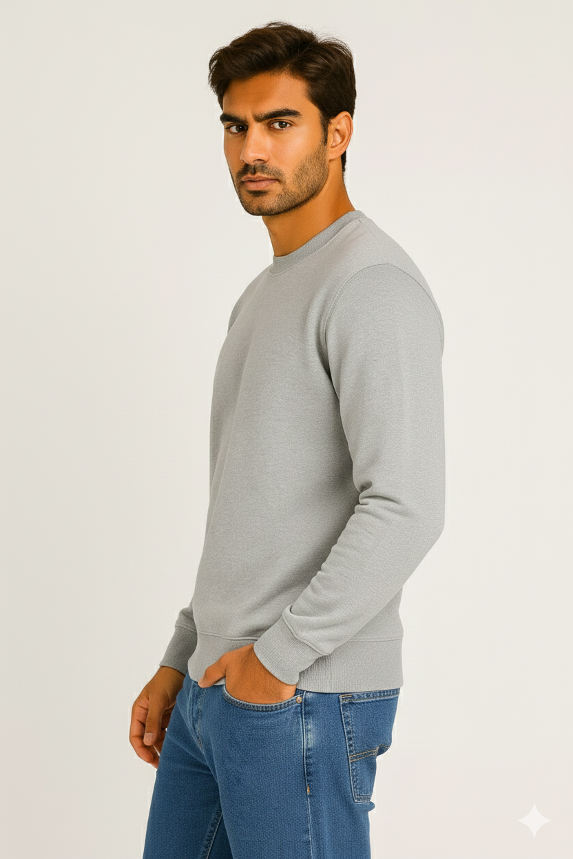 320 GSM Winter Sweatshirt – Soft, Durable Cotton Rich Fabric - Light Grey