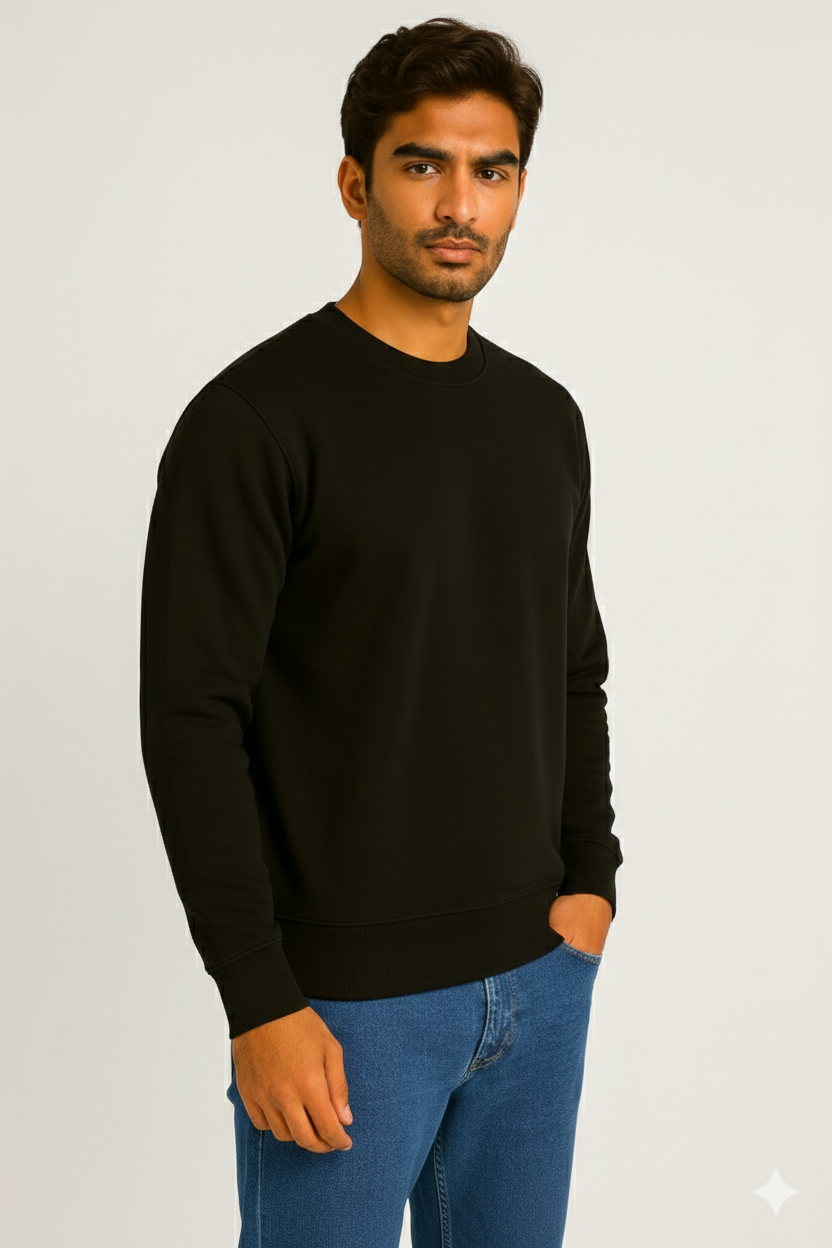 320 GSM Winter Sweatshirt – Soft, Durable Cotton Rich Fabric-Black