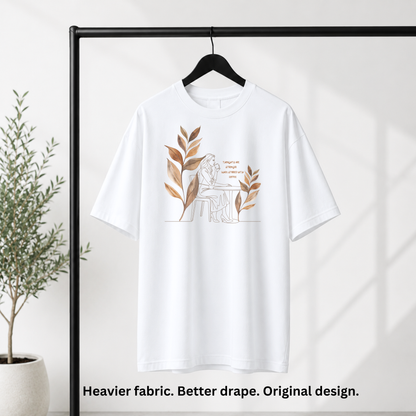 Premium 240 GSM Oversized T-Shirt – Pure Cotton | Coffee & Clarity Premium Tee