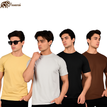 Premium Cotton T-Shirts Combo (Pack of 4) – Ultra-Soft, Breathable, and Durable Everyday Wear