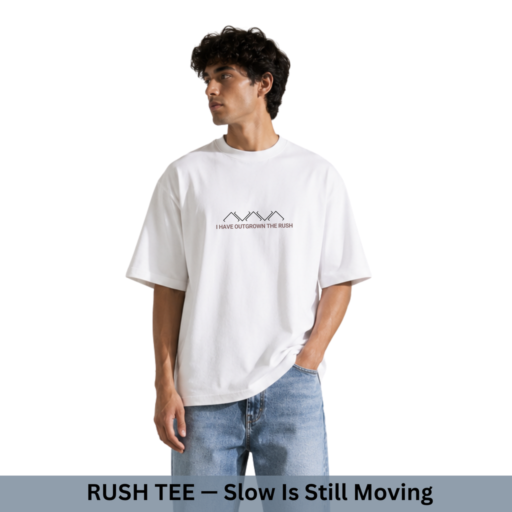 Premium 210 GSM Oversized T-Shirt – Pure Cotton | No Rush Tee