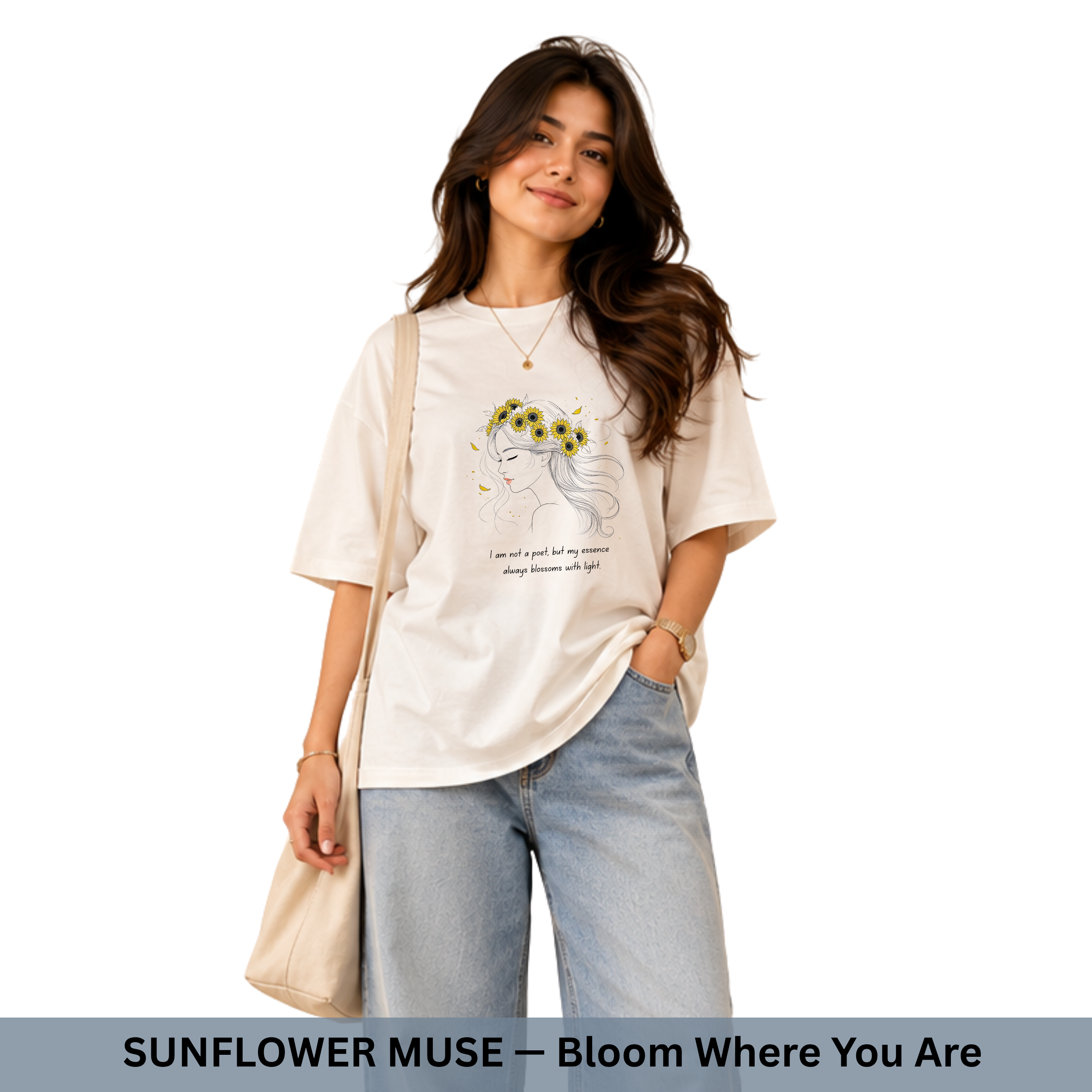 Premium 240 GSM Oversized T-Shirt – Pure Cotton | Sunflower Muse