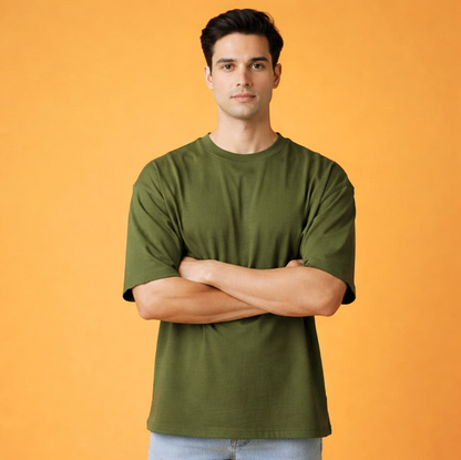 240 GSM French Terry Oversized T-Shirt – Super Combed 100% Cotton | Premium Heavyweight Comfort Fit