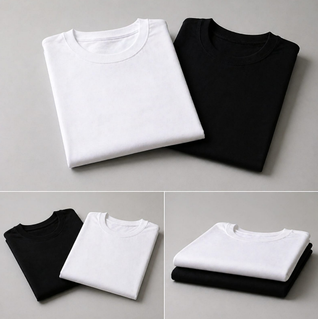 Premium 210 GSM Regular T-Shirt - Pure Cotton | Pack of 2 | Black & White