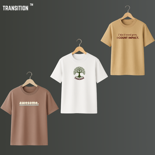 Evergreen Impact Pack – Set of 3 Premium Oversized Graphic T-Shirts (210 GSM)