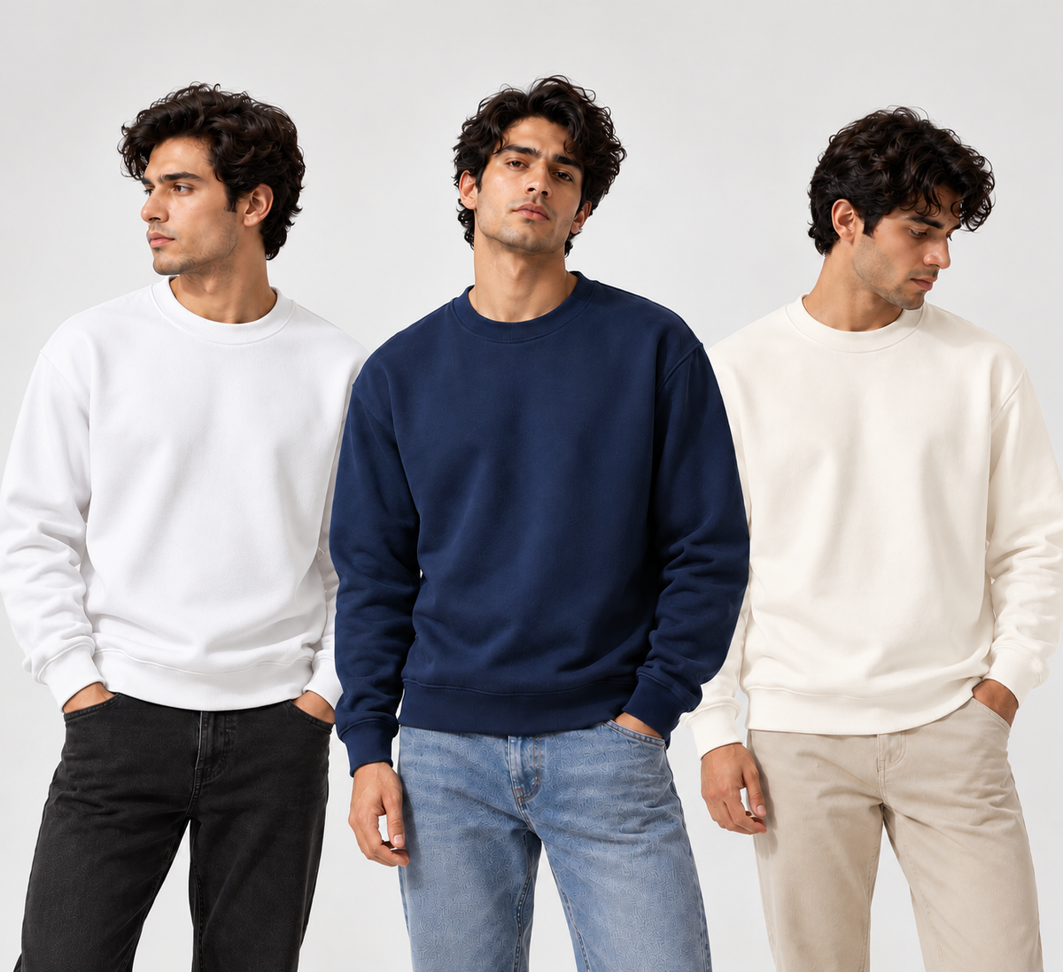 320 GSM Cotton-Rich Heavyweight Sweatshirts | Premium Regular Fit | Pack of 3