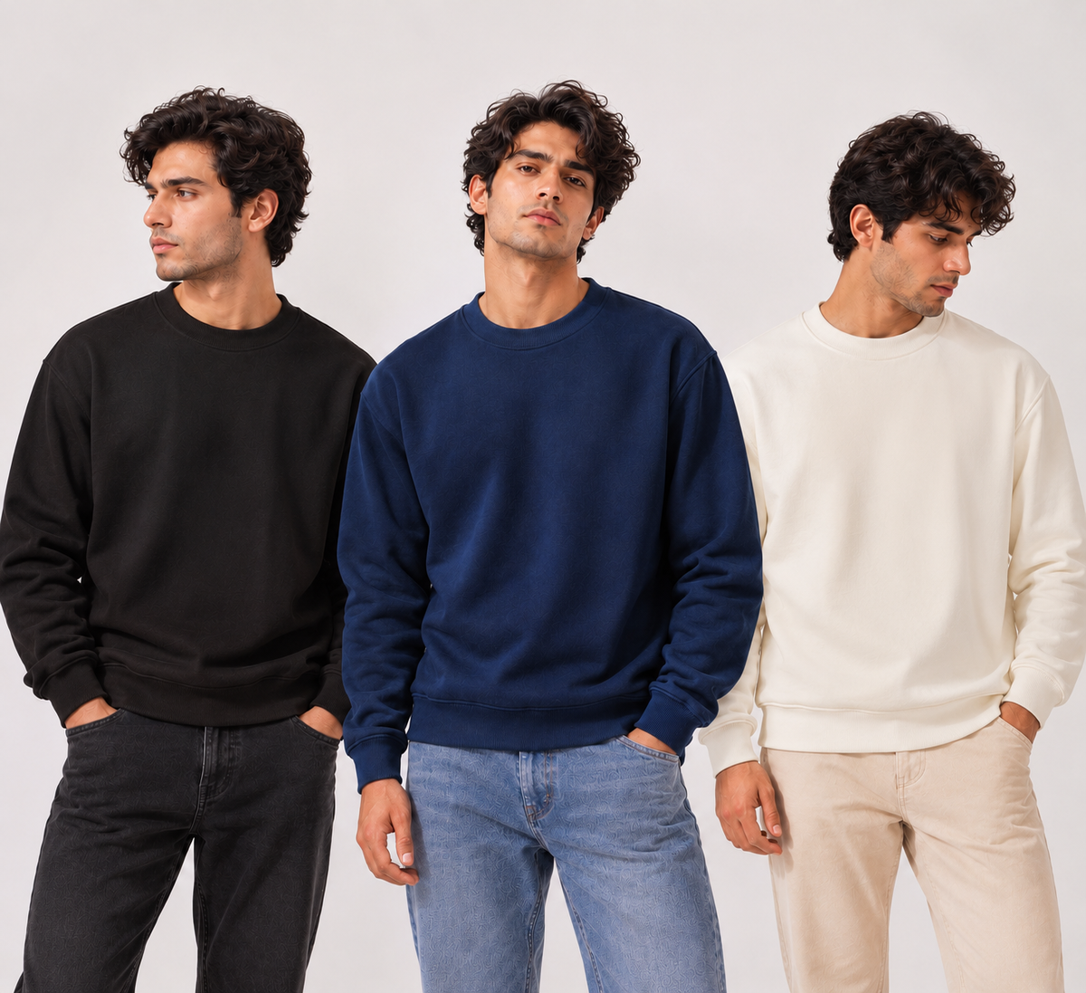 320 GSM Cotton-Rich Heavyweight Sweatshirts | Premium Regular Fit | Pack of 3