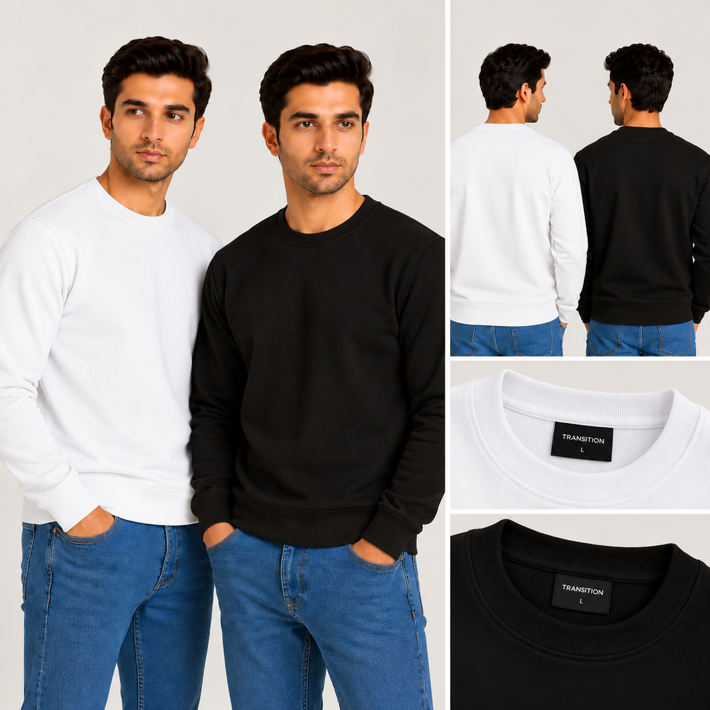 320 GSM Cotton-Rich Heavyweight Sweatshirts | Durable & Structured | Pack of 2