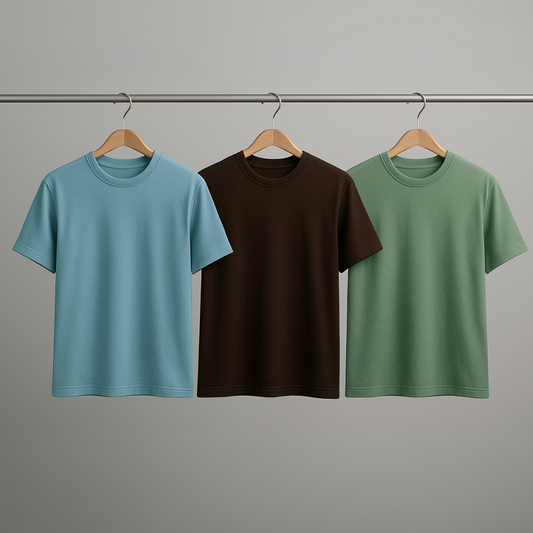 210 GSM Oversized Cotton T-Shirt Combo – Pack of 3 Essentials