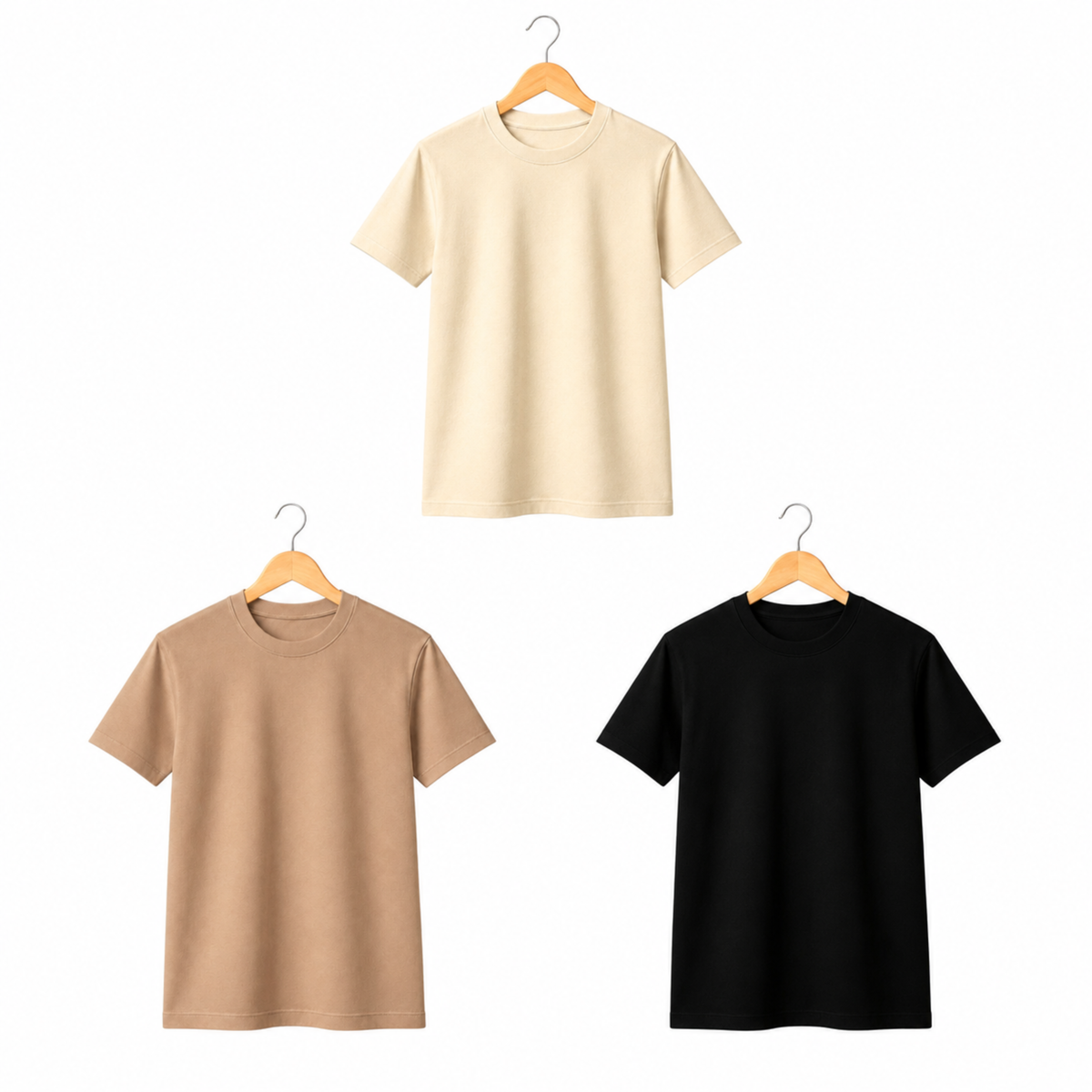 210 GSM Regular Fit T-Shirts | Pack of 3