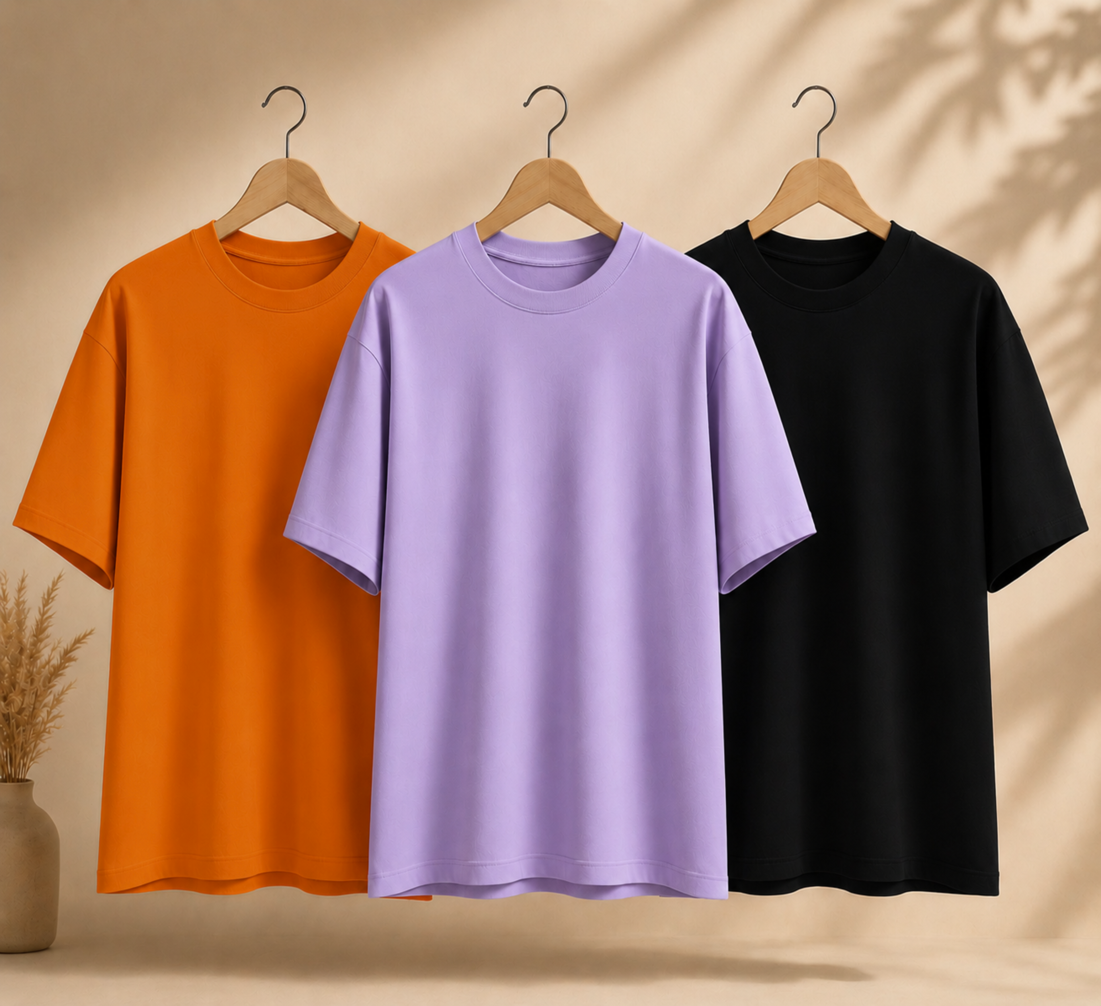 Pack of 3 Oversized T-Shirts – 210 GSM Pure Cotton Heavyweight T-Shirts | Soft, Breathable & Durable Daily Wear