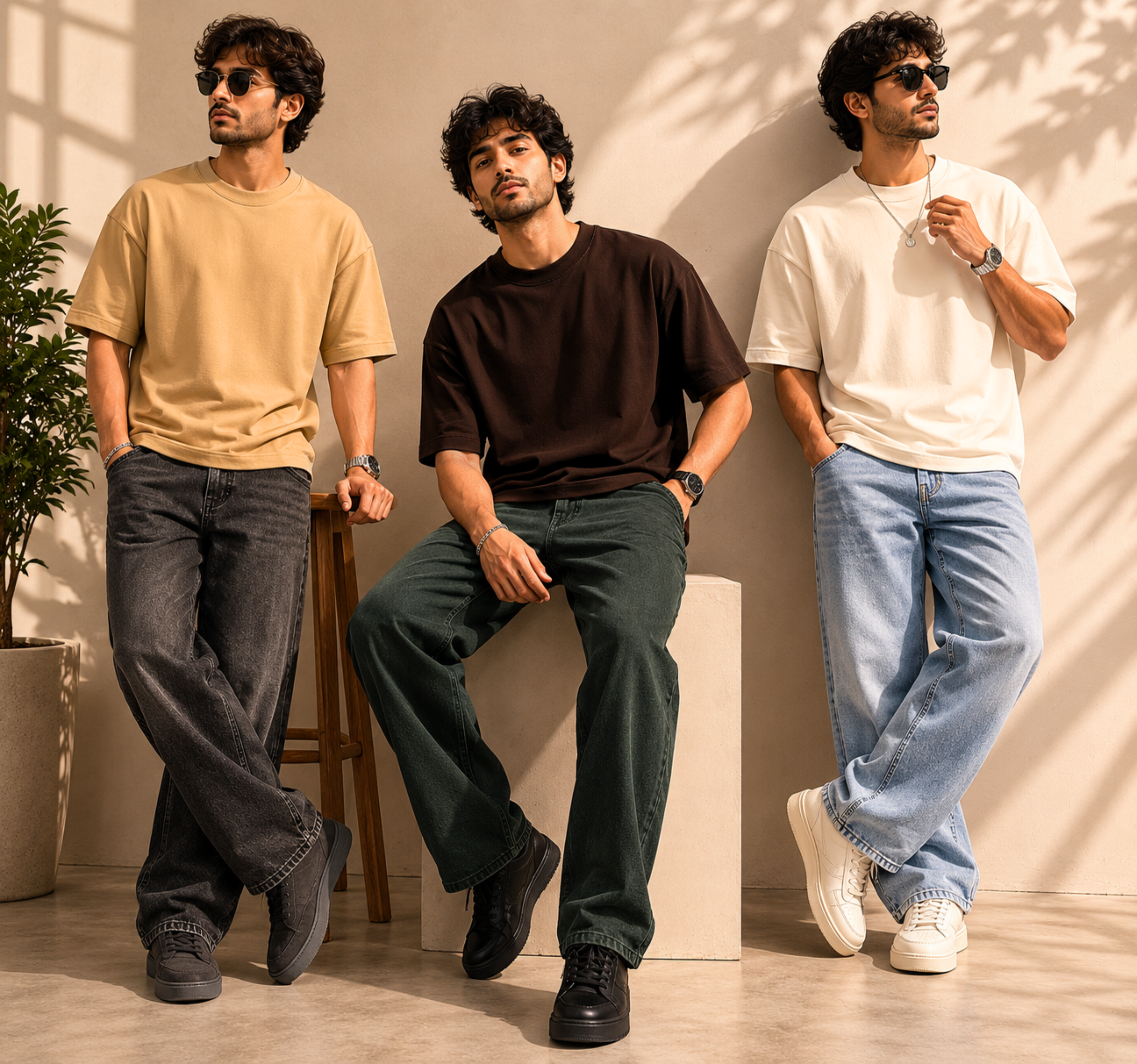 Pack of 3 Oversized T-Shirts – 210 GSM Pure Cotton Heavyweight T-Shirts | Soft, Breathable & Durable Daily Wear