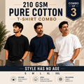 Pack of 3 Oversized T-Shirts – 210 GSM Pure Cotton Heavyweight T-Shirts | Soft, Breathable & Durable Daily Wear