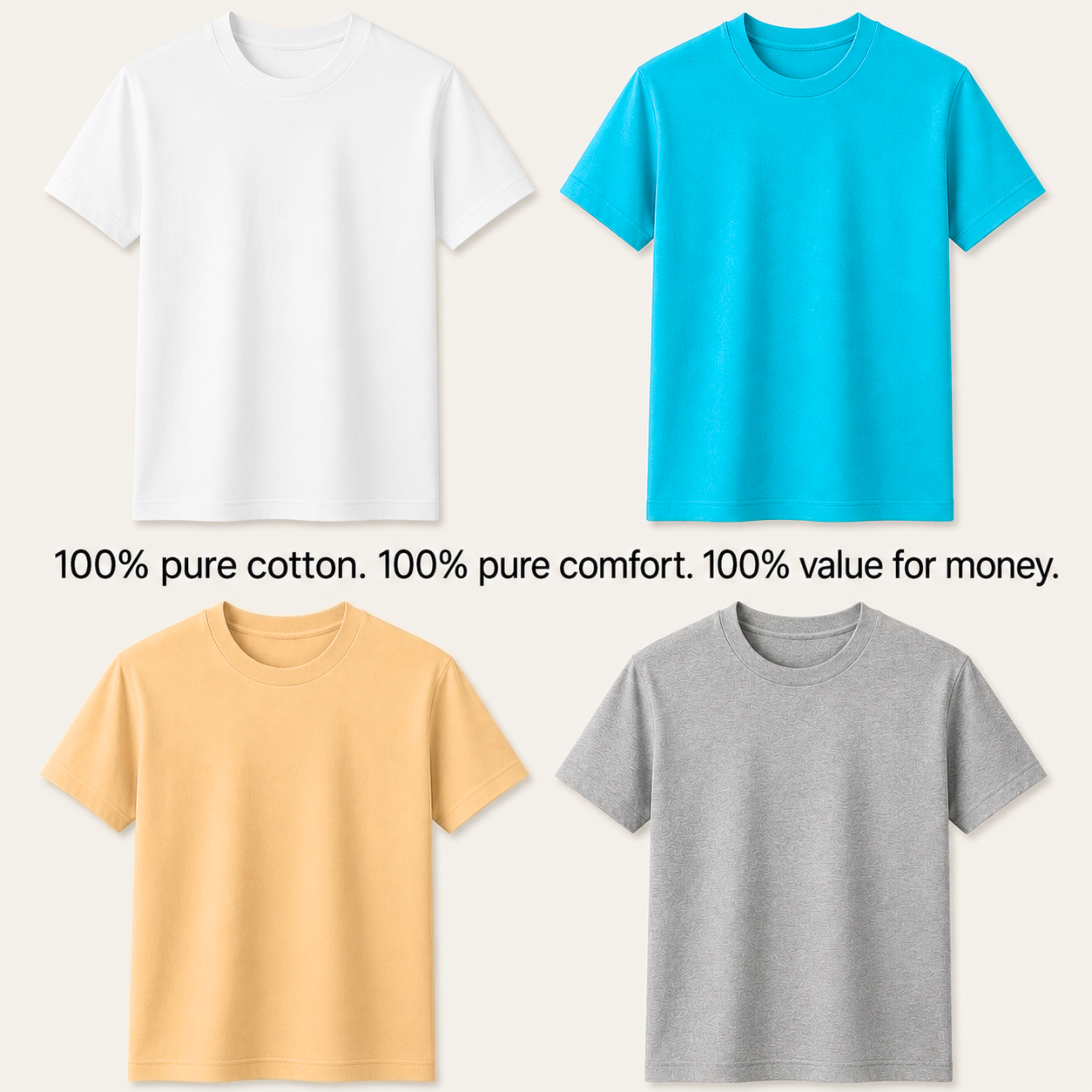 Premium Cotton T-Shirts Combo (Pack of 4) – Ultra-Soft, Breathable, and Durable Everyday Wear