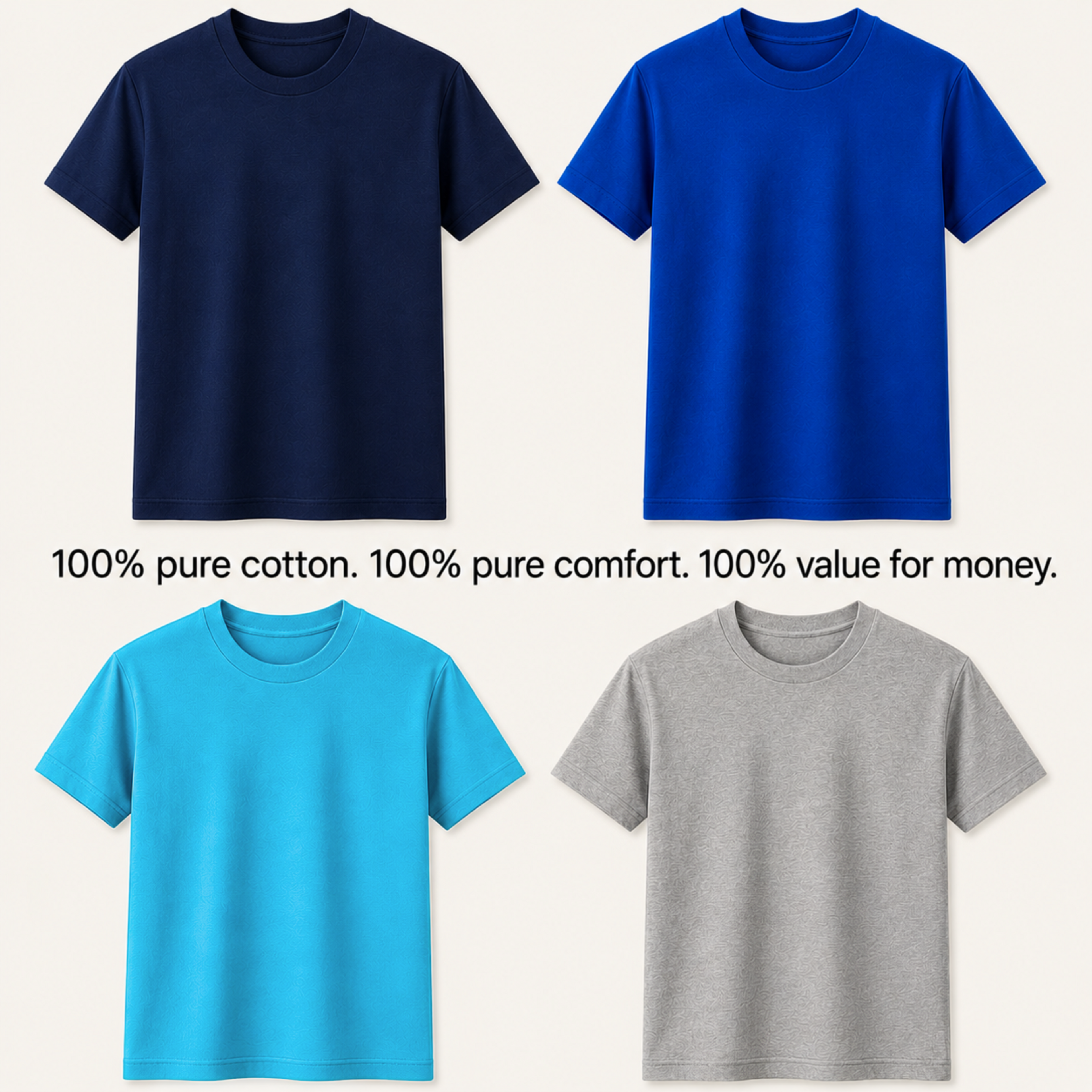 Premium Cotton T-Shirts Combo (Pack of 4) – Ultra-Soft, Breathable, and Durable Everyday Wear