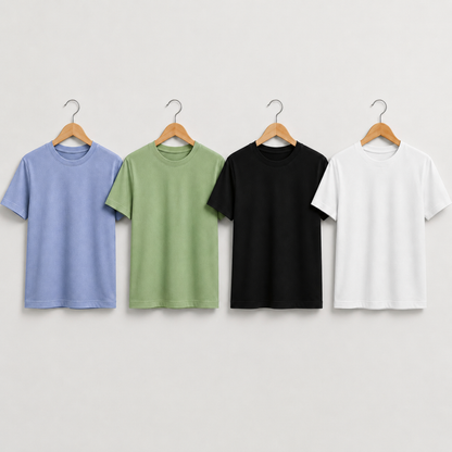 Premium 210 GSM Regular Fit T-Shirts – Pack of 4 | 100% Pure Cotton