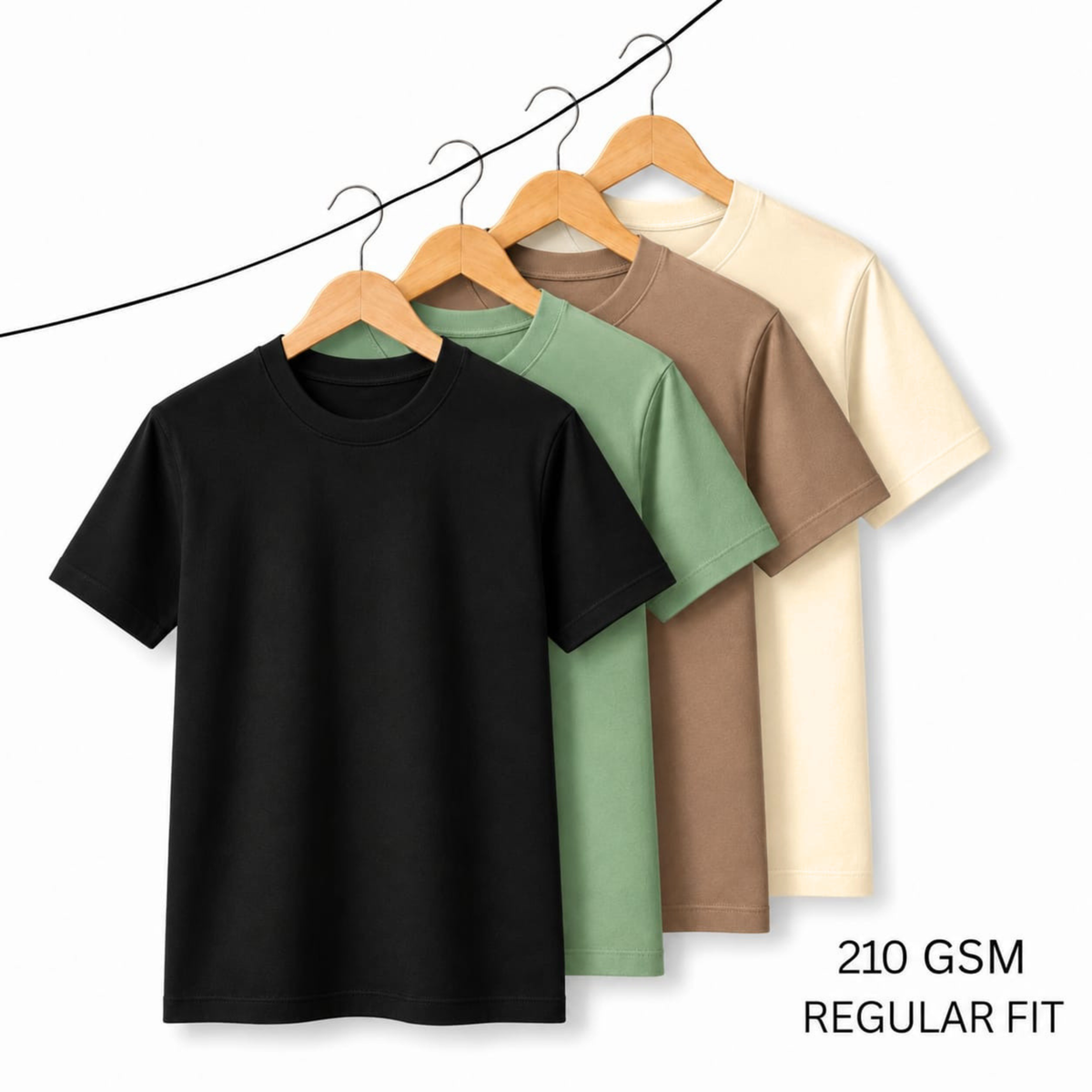 210 GSM Regular Fit T-Shirts | Pack of 4